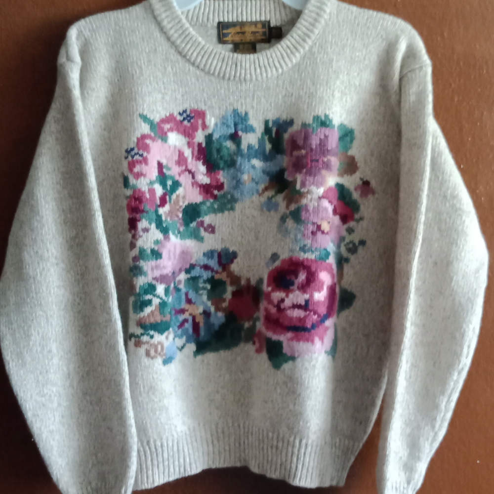 Vintage Eddie Bauer Floral Wool Sweater